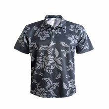 Load image into Gallery viewer, N90-P2166 (Gray Pareau), Men Microfiber Breathable Knitted Aloha Polo Shirt
