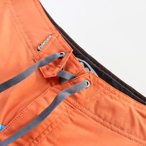 N90-B982 (Adjacent divide-apricot/bule), Men Microfiber Boardshort- (4-way stretch) - one pocket