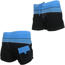 Load image into Gallery viewer, N91-B511B (Black/pacific solid satin), Ladies Microfiber boardshort
