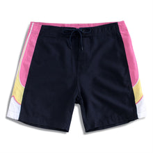 Load image into Gallery viewer, N91-B511N (Navy/pink solid satin-14 in.  out seam), Ladies Microfiber boardshort
