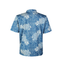 Load image into Gallery viewer, N90-P527 (Vintage blue pineapple), Men Microfiber Breathable Knitted Aloha Polo Shirt
