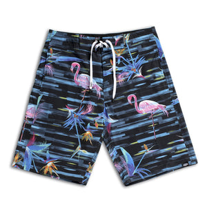 N90-B6024 (Flamingo paradise), Men Microfiber Boardshort (4-way stretch) - three pockets