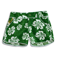 Load image into Gallery viewer, N91-B8569 (Green check floral), Ladies Microfiber boardshorts 100% Microfiber
