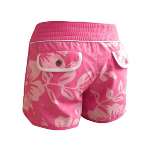N91-W947 (160 GSM rip stop Pink floral), Ladies 100% Microfiber Walk Shorts