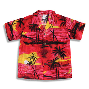 C50-A066 (Red scenery), Boys Cotton Aloha shirt
