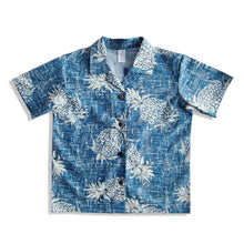 Load image into Gallery viewer, C50-A527 (Vintage blue pineapple), Boys Cotton Aloha shirt
