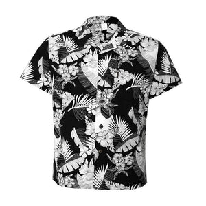 C90-A507 (Black with cream floral), Men 100% Cotton Aloha Shirt