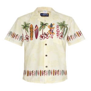 C90-A2884 (Yellow surfboard), Men 100% Cotton Aloha Shirt