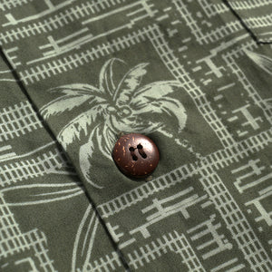 C90-A555 (Green Hawaiian), Men 100% Cotton Aloha Shirt