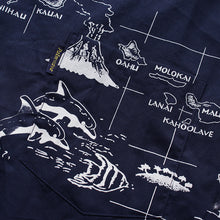 Load image into Gallery viewer, C90-A220N (Navy map), Men 100% Cotton Aloha Shirt

