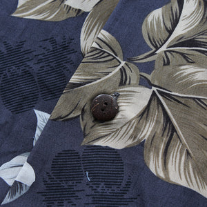 C90-A810B (Gray floral), Men 100% Cotton Aloha Shirt