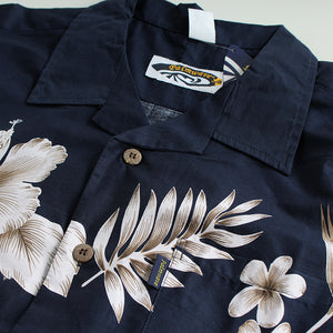 C90-A510N (Navy cross), Men 100% Cotton Aloha Shirt