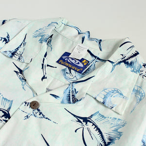 C90-A4292 (Blue Marlin), Men 100% Cotton Aloha Shirt