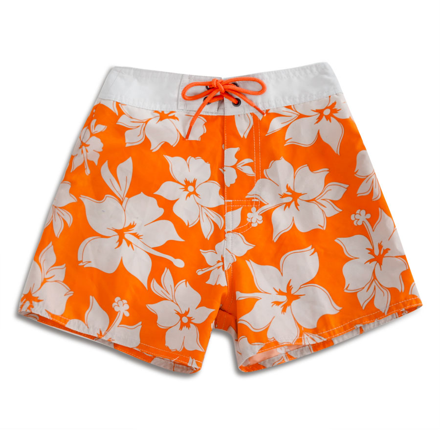 N2-B887 (Orange Floral), Girls Microfiber Boardshort
