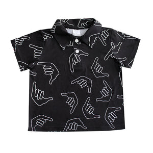 N20-P2209H/N50-P2209H (Black hang loose), Boys  Microfiber Breathable Knitted Aloha Polo Shirt