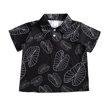 Load image into Gallery viewer, N20-P2209K/N50-P2209K (Black with white kalo leaf), Boys  Microfiber Breathable Knitted Aloha Polo Shirt
