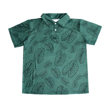 Load image into Gallery viewer, N20-P2250/N50-P2250 (Green with back kalo leaf), Boys  Microfiber Breathable Knitted Aloha Polo Shirt
