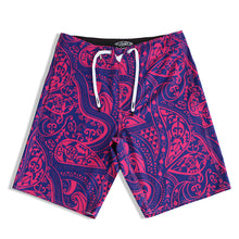 Load image into Gallery viewer, N90-B2213 (Navy with purple turtle tribal), Men Microfiber Boardshort (4 - way stretch) - three pockets
