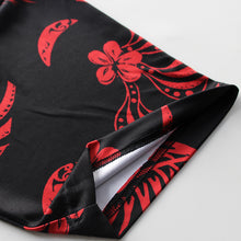 Load image into Gallery viewer, N90-P2104 (Black with red Tribal), Men Microfiber Breathable Knitted Aloha Polo Shirt
