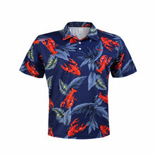 Load image into Gallery viewer, N90-P22124 (Navy lobster), Men Microfiber Breathable Knitted Aloha Polo Shirt
