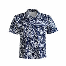 Load image into Gallery viewer, N90-P2219 (Navy turtle tribal), Men Microfiber Breathable Knitted Aloha Polo Shirt
