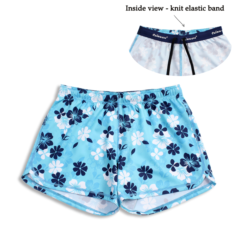N91-CW9219 (Baby blue floral),  Ladies 4-way stretch comfort waist shorts