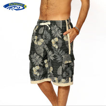 Load image into Gallery viewer, N90-T5068 (Black with gray leaf, cargo pockets), Men Microfiber Swimtrunk
