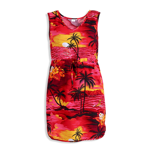 R91-D066 (Red scenery), Ladies Aloha Dress 100% Rayon Yuntech R91-D066 (Red scenery), Ladies Aloha Dress 100% Rayon Yuntech