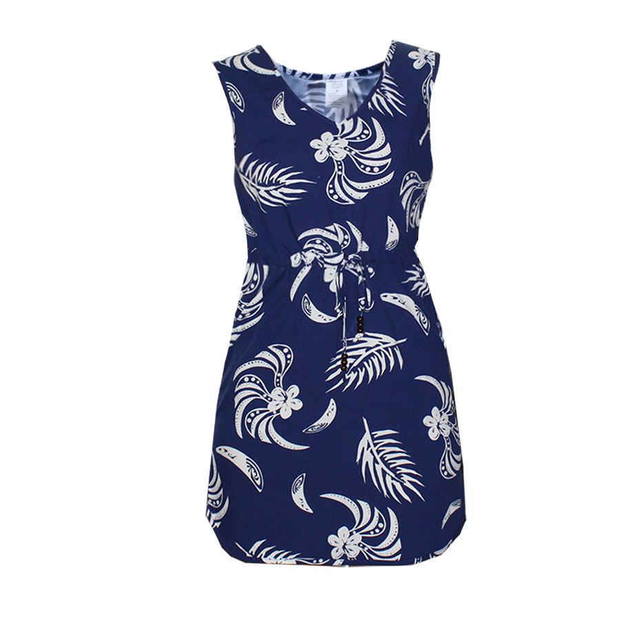 blue dress for baby girl R91-D2119 (Navy with white tribal), Ladies Aloha Dress 100% Rayon – Yuntech