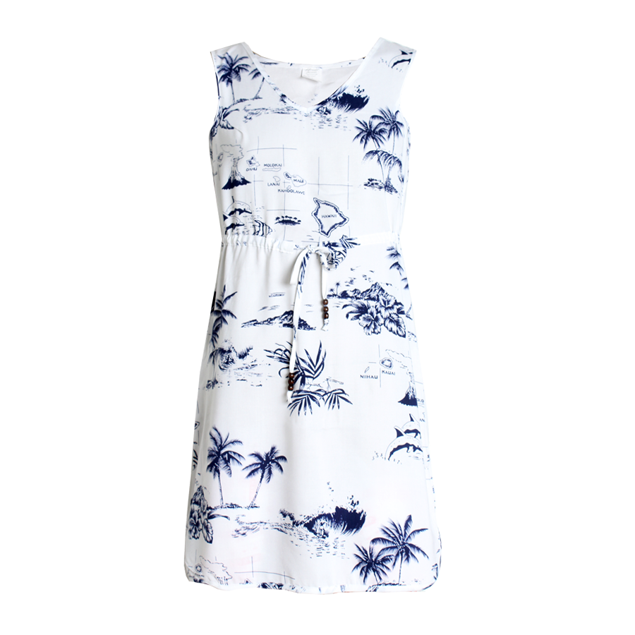 R91-D290 (White map), Ladies Aloha Dress 100% Rayon