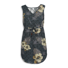 Load image into Gallery viewer, R91-D5068 (Black with gray leaf), Ladies Aloha Dress 100% Rayon
