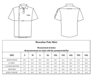 N90-P2209K (Black with white Kalo leaf), Men Microfiber Breathable Knitted Aloha Polo Shirt