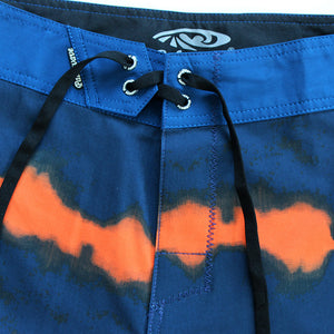 N90-B8158 (Connected dabs-navy/orange), Men Microfiber Boardshort- (4-way stretch) - one pocket