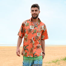 Load image into Gallery viewer, C90-A8459 (Brick floral), Men 100% Cotton Aloha Shirt

