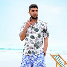 Load image into Gallery viewer, C90-A885 (Off white floral), Men 100% Cotton Aloha Shirt
