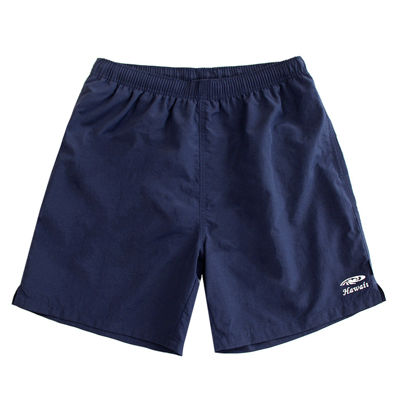 T90-T2319 (Navy), Men Embroidery Nylon Swim Shorts