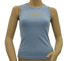 Load image into Gallery viewer, K9-MU533EP (Baby Blue Embroidery Palmtree), 100% Knit Cotton Mussel Tank Top

