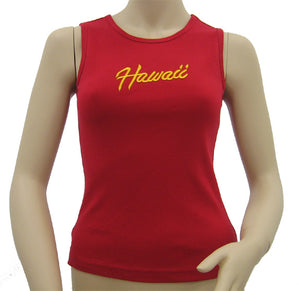 K9-MU591EH (Red Embroidery Hawaii), 100% Knit Cotton Mussel Tank Top