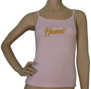 K9-SP531EH (Pink Embroidery Hawaii), 100% Knit Cotton Single strap Tank Top