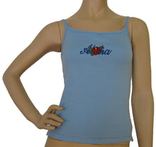 Load image into Gallery viewer, K9-SP533EA (Baby Blue Embroidery Aloha), 100% Knit Cotton Single strap Tank Top
