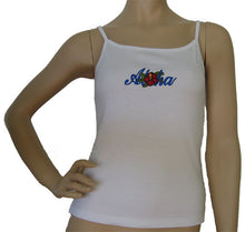 Load image into Gallery viewer, K9-SP561EA (White Embroidery Aloha), 100% Knit Cotton Single strap Tank Top
