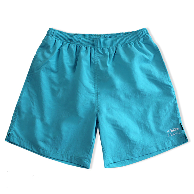 T90-T23229 (Turq pink), Men Embroidery Nylon Swim Shorts