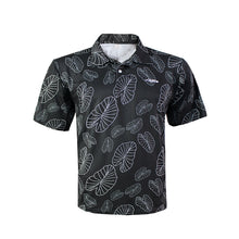 Load image into Gallery viewer, N90-P2209K (Black with white Kalo leaf), Men Microfiber Breathable Knitted Aloha Polo Shirt
