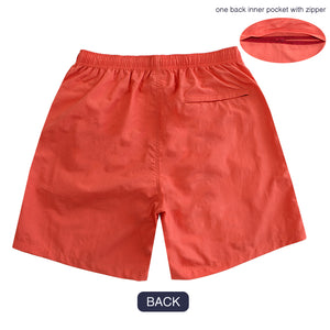 T90-T23889 (Orange), Men Embroidery Nylon Swim Shorts