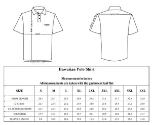 N90-P527 (Vintage blue pineapple), Men Microfiber Breathable Knitted Aloha Polo Shirt